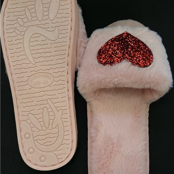 Pink Valentine’s fuzzy slippers. - Picture 7 of 10